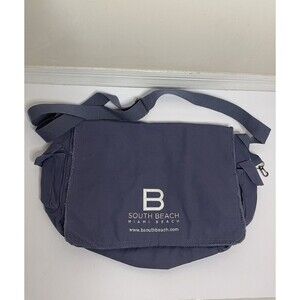 Messenger Bag Cross Body Blue South Beach Miami Canvas School Travel 16x12x4 in